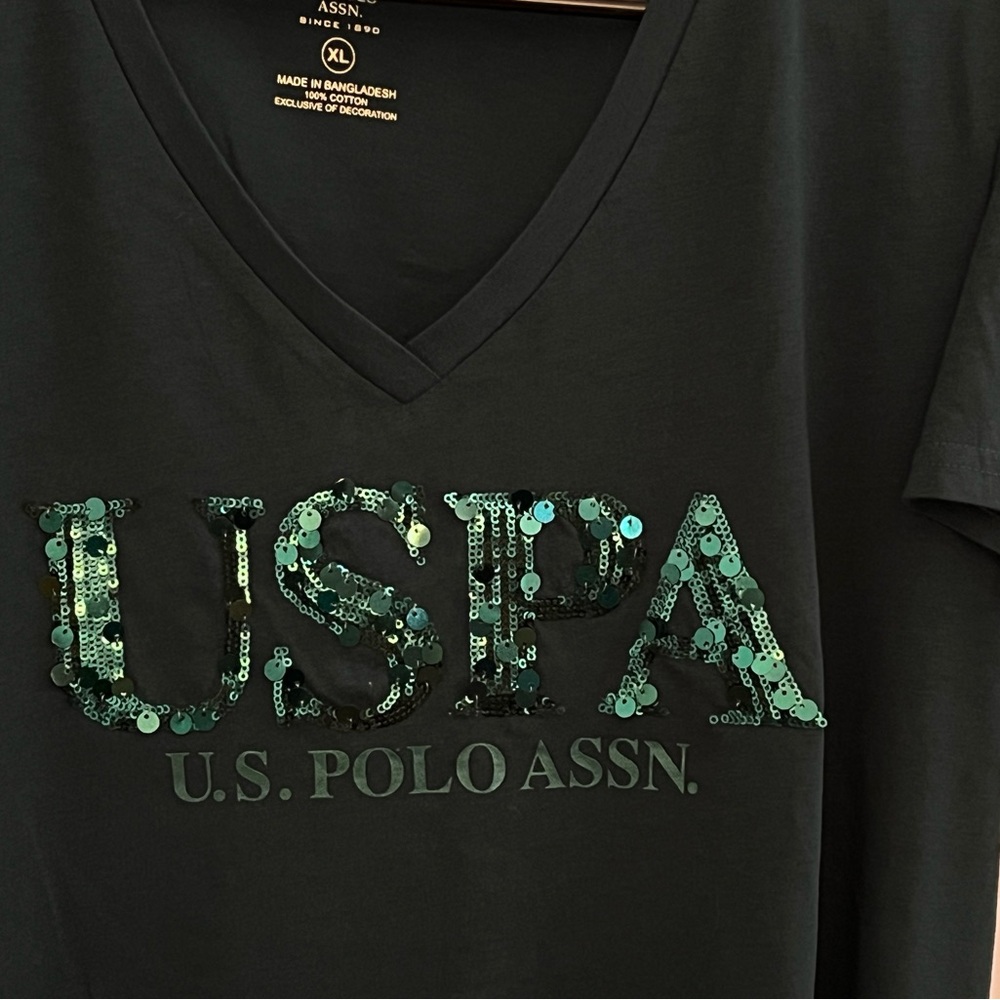Polo/ short sleeve T-shirt/ sequences/ XL/ dark green - Picture 3 of 5